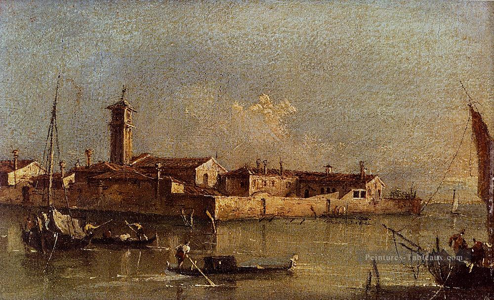 Vue de l’île de San Michele près de Murano Venise Francesco Guardi vénitien Peintures à l'huile